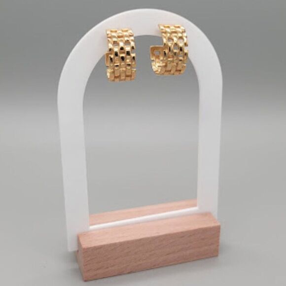 Vintage Mesh Link Mini Hoops - Picture 1 of 5